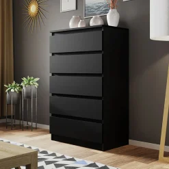 Garnero Arredamenti Cassettiera 70x112h cm 5 cassetti moderna nero Rotterdam Nero Opaco Online
