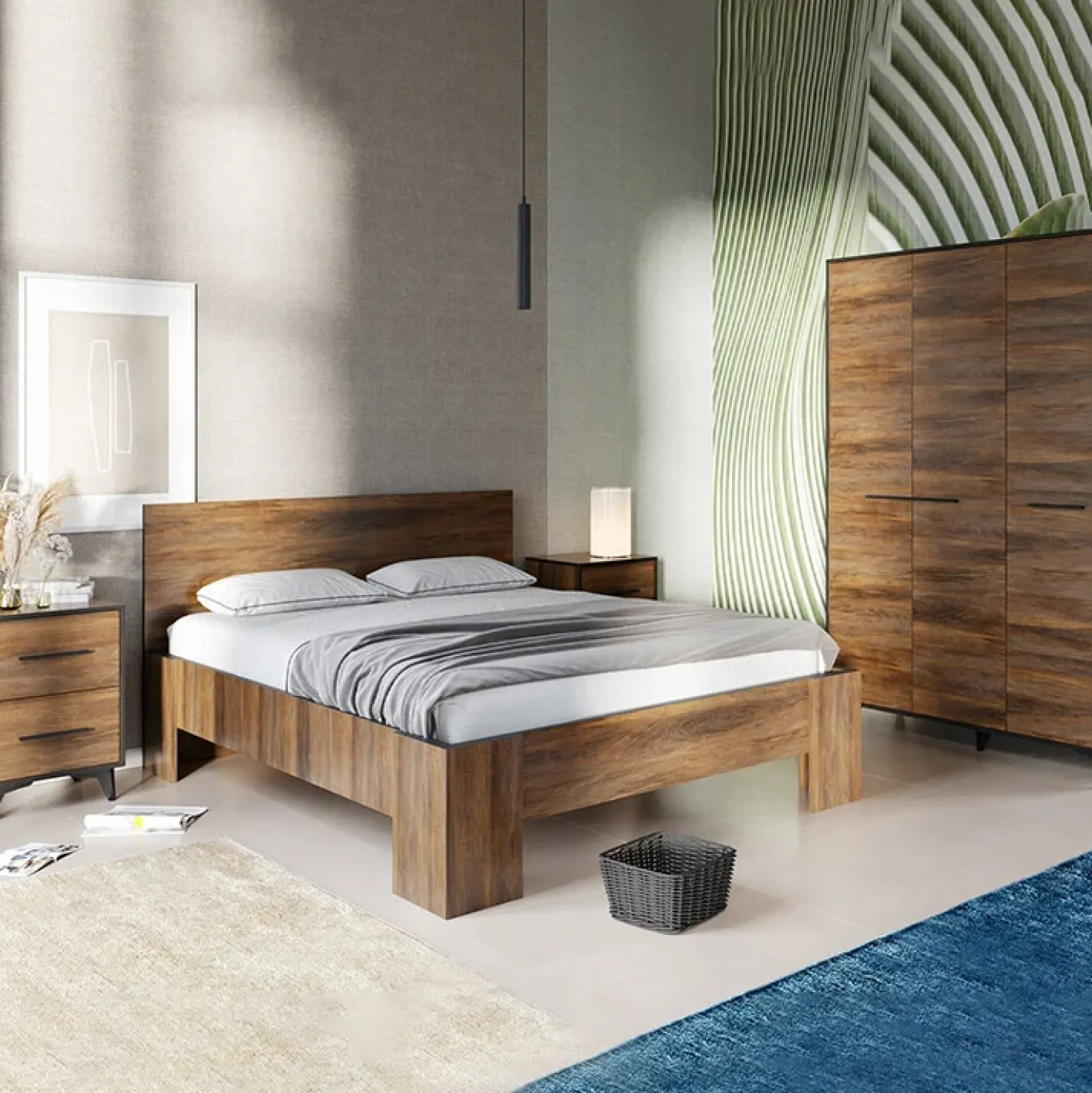 Garnero Arredamenti Cassettiera 91x95h cm 3 cassetti noce Line