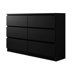 Garnero Arredamenti Cassettiera 120x77h cm 6 cassetti moderna nero Rotterdam Nero Opaco Clearance