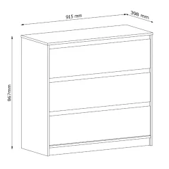Garnero Arredamenti Cassettiera 92x87h cm 3 cassetti moderna rovere Funny