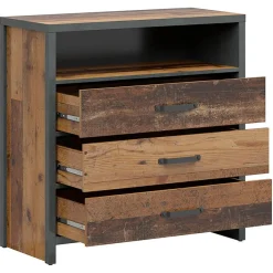 Garnero Arredamenti Cassettiera 91x90h cm 3 cassetti stile soft rovere scuro nero Urbania Online