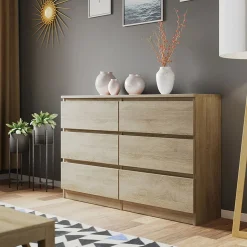 Garnero Arredamenti Cassettiera 120x77h cm 6 cassetti moderna Rotterdam Rovere Outlet
