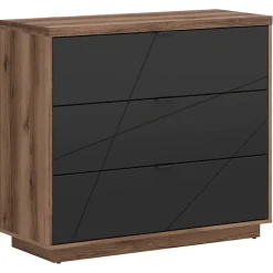 Garnero Arredamenti Cassettiera 106x93h cm 3 cassetti rovere scuro nero opaco Elin