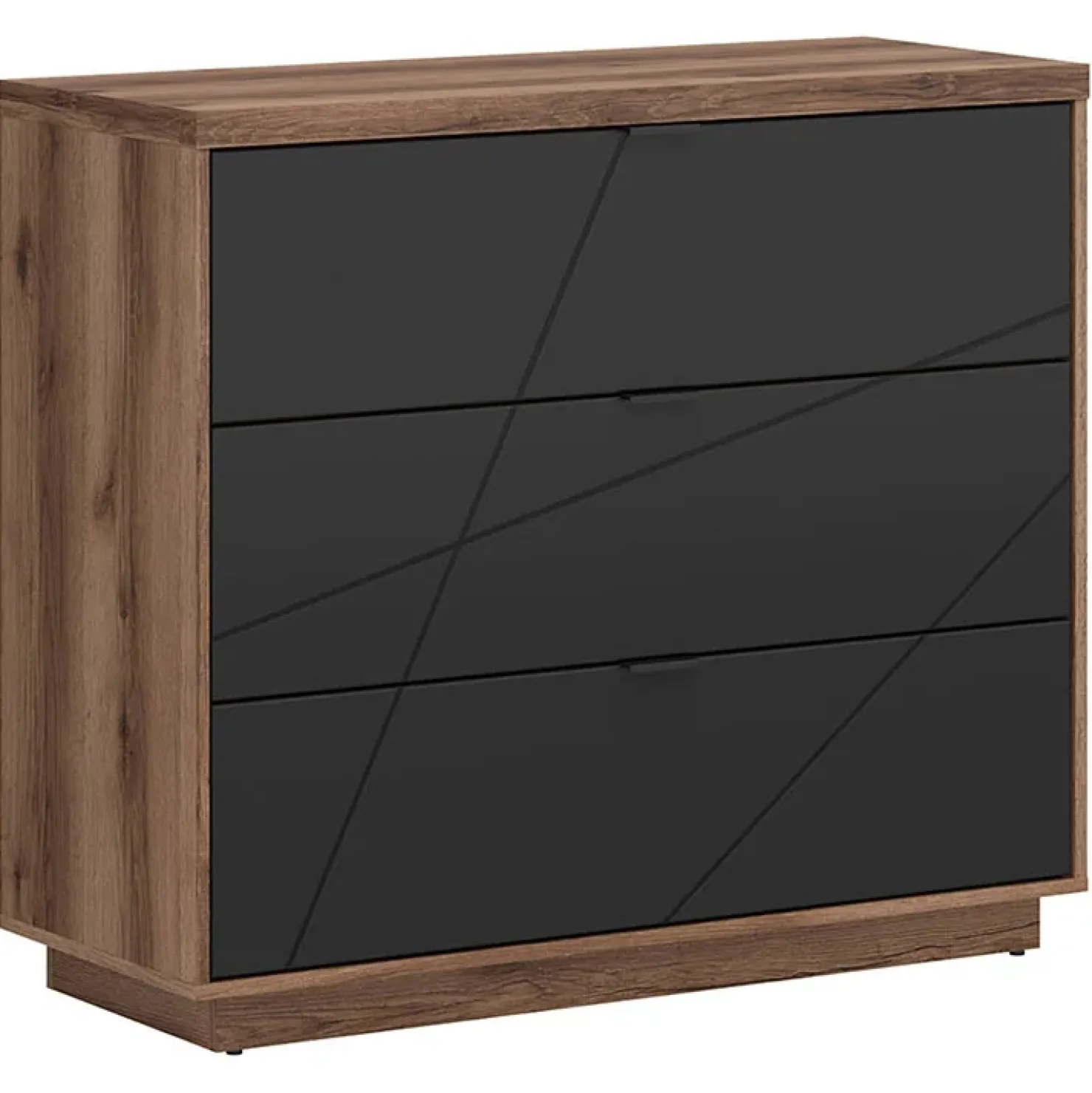 Garnero Arredamenti Cassettiera 106x93h cm 3 cassetti rovere scuro nero opaco Elin