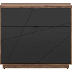 Garnero Arredamenti Cassettiera 106x93h cm 3 cassetti rovere scuro nero opaco Elin