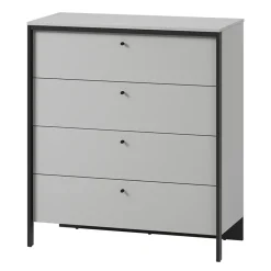 Garnero Arredamenti Cassettiera 101x115h cm 4 cassetti con LED grigio nero Luna Outlet