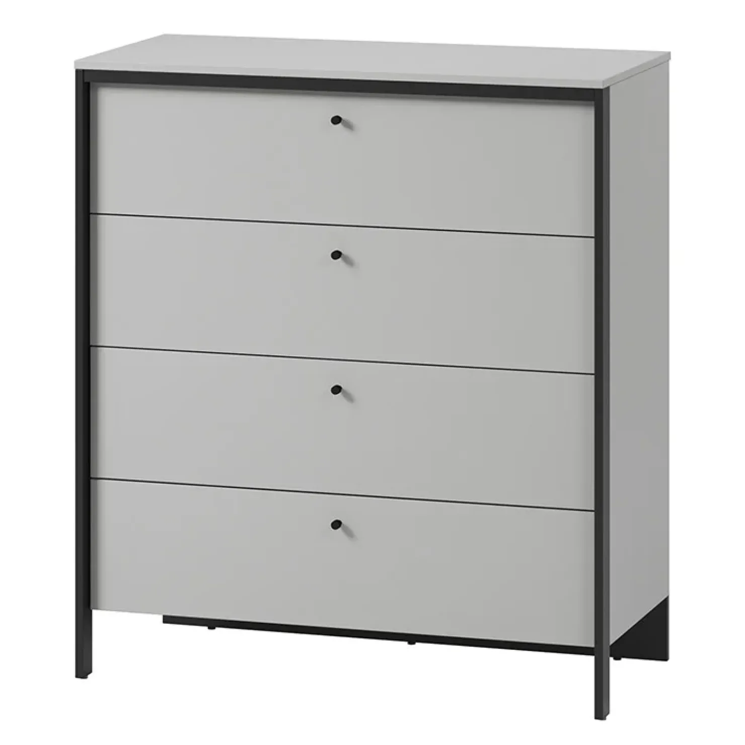 Garnero Arredamenti Cassettiera 101x115h cm 4 cassetti con LED grigio nero Luna Outlet