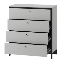 Garnero Arredamenti Cassettiera 101x115h cm 4 cassetti con LED grigio nero Luna Outlet