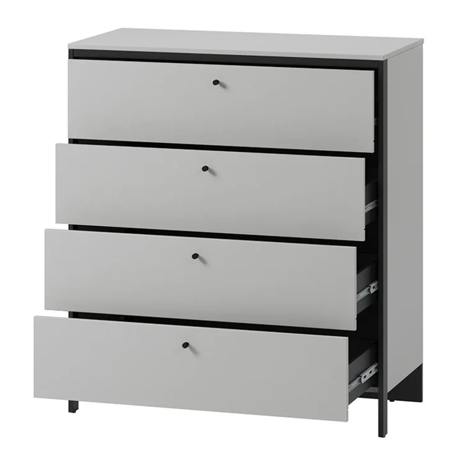 Garnero Arredamenti Cassettiera 101x115h cm 4 cassetti con LED grigio nero Luna Outlet