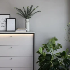 Garnero Arredamenti Cassettiera 101x115h cm 4 cassetti con LED grigio nero Luna Outlet