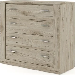Garnero Arredamenti Cassettiera 100x90h cm 4 cassetti Ombra Rovere Rustico Outlet