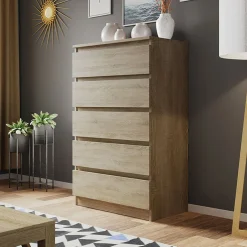 Garnero Arredamenti Cassettiera 70x112h cm 5 cassetti moderna Rotterdam Rovere Online