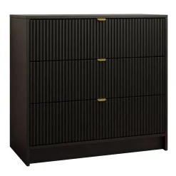 Garnero Arredamenti Cassettiera 80x75h cm 3 cassetti moderna nero Athena Nero Opaco Sale