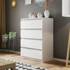 Garnero Arredamenti Cassettiera 70x100h cm 4 cassetti moderna bianco Rotterdam Bianco Opaco