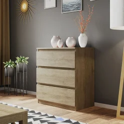 Garnero Arredamenti Cassettiera 70x77h cm 3 cassetti moderna Rotterdam Rovere New