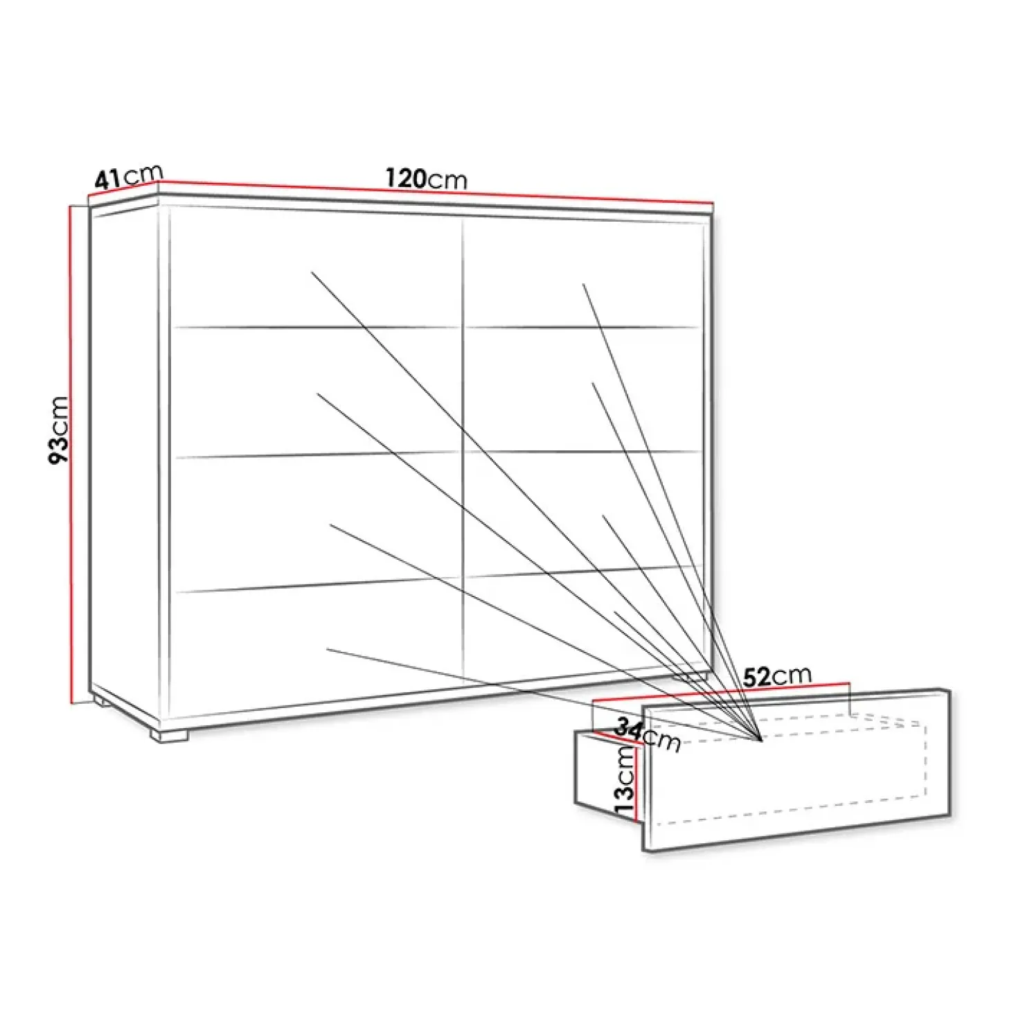 Garnero Arredamenti Cassettiera 120x93h cm 8 cassetti moderna bianco Eindhoven