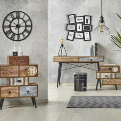 Garnero Arredamenti Cassettiera 59x53h cm acciaio nero multicolore con stampe Kabul Discount