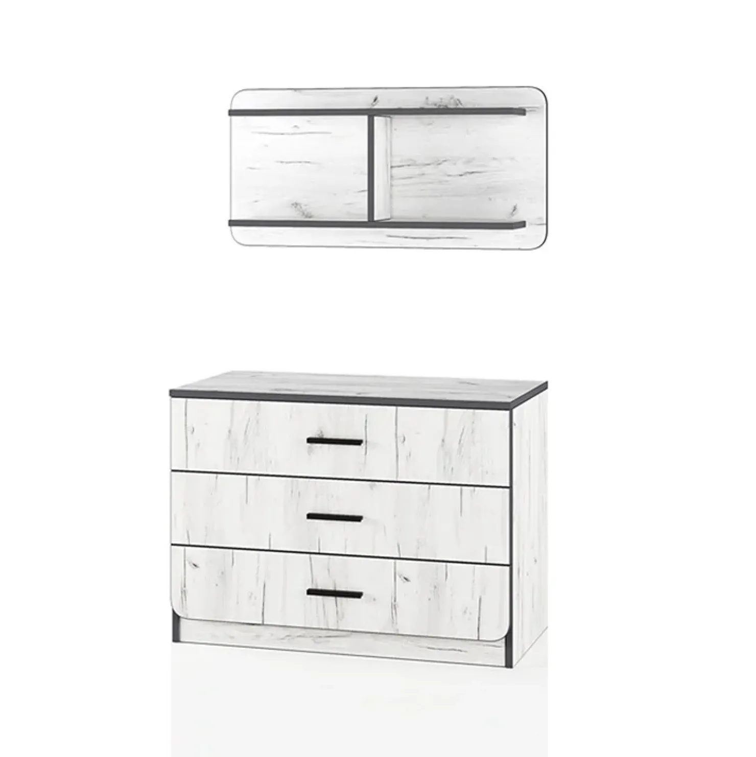 Garnero Arredamenti Cassettiera 80x148h cm con mensola 3 cassetti bianco rustico Zadar Hot