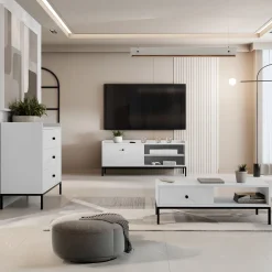 Garnero Arredamenti Cassettiera 80x80h cm design moderno 3 cassetti bianco Pollon Bianco Opaco Best