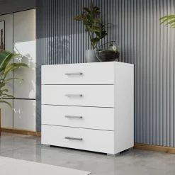 Garnero Arredamenti Cassettiera 77x74h cm design moderno 4 cassetti bianco Pastello Sale
