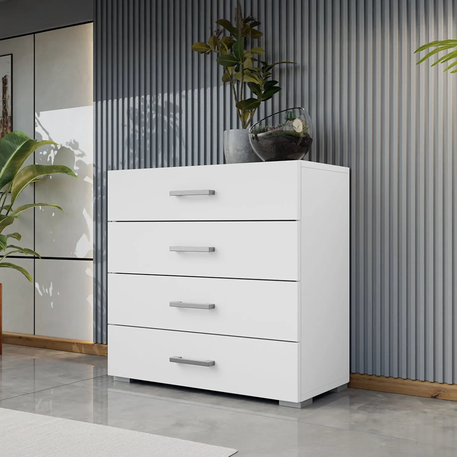 Garnero Arredamenti Cassettiera 77x74h cm design moderno 4 cassetti bianco Pastello Sale