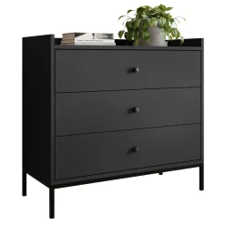 Garnero Arredamenti Cassettiera 80x80h cm design moderno 3 cassetti nero Pollon Nero Opaco Clearance