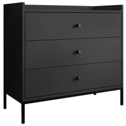 Garnero Arredamenti Cassettiera 80x80h cm design moderno 3 cassetti nero Pollon Nero Opaco Clearance