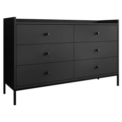 Garnero Arredamenti Cassettiera 130x80h cm design moderno 6 cassetti nero Pollon Nero Opaco Discount