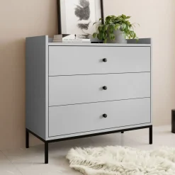 Garnero Arredamenti Cassettiera 80x80h cm design moderno 3 cassetti Pollon Grigio