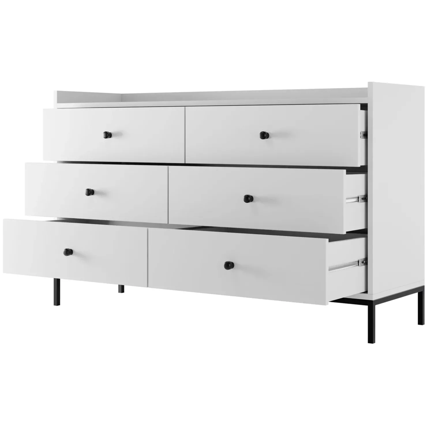 Garnero Arredamenti Cassettiera 130x80h cm design moderno 6 cassetti bianco Pollon Bianco Opaco Clearance