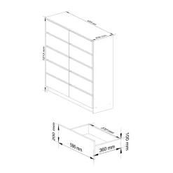 Garnero Arredamenti Cassettiera 120x120h cm moderna 10 cassetti Living Rovere Best