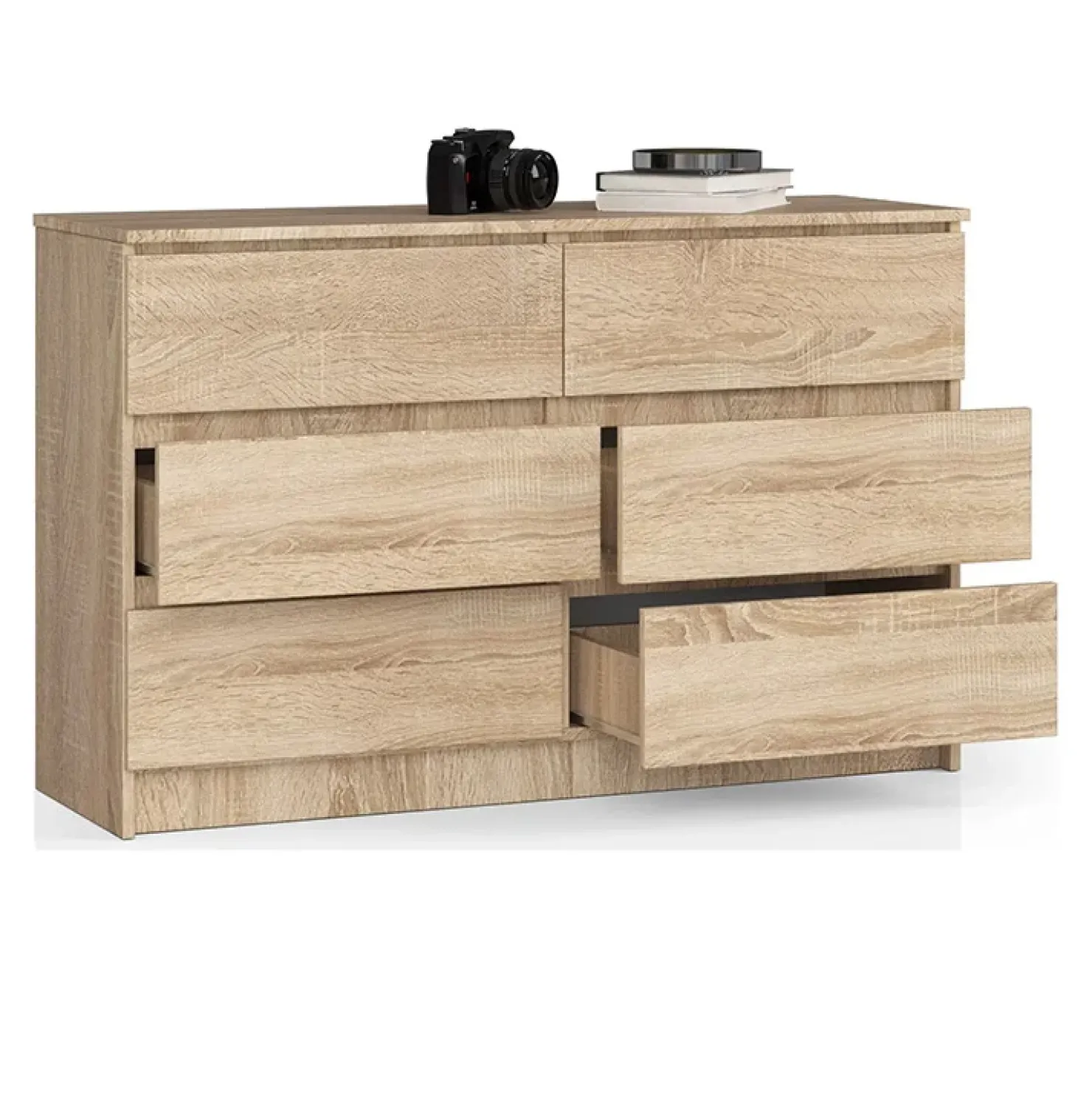 Garnero Arredamenti Cassettiera 120x77h cm moderna 6 cassetti Living Rovere New