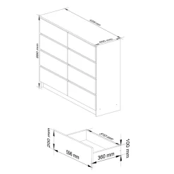 Garnero Arredamenti Cassettiera 120x100h cm moderna 8 cassetti bianco Living Bianco Opaco Hot