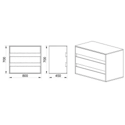 Garnero Arredamenti Cassettiera 80x70h cm moderna rovere grigio Altea Online