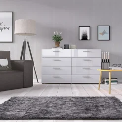 Garnero Arredamenti Cassettiera 138x83h cm moderna bianco lucido rovere Betty Gihome® New