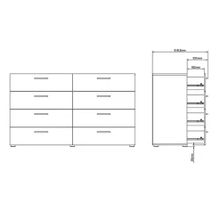 Garnero Arredamenti Cassettiera 138x83h cm moderna bianco lucido rovere Betty Gihome® New