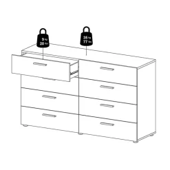 Garnero Arredamenti Cassettiera 138x83h cm moderna bianco lucido rovere Betty Gihome® New