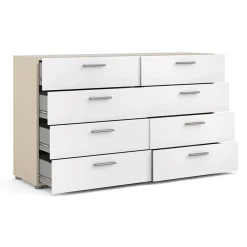 Garnero Arredamenti Cassettiera 138x83h cm moderna bianco lucido rovere Betty Gihome® New