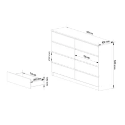 Garnero Arredamenti Cassettiera 160x100h cm moderna 8 cassetti Living Rovere Discount