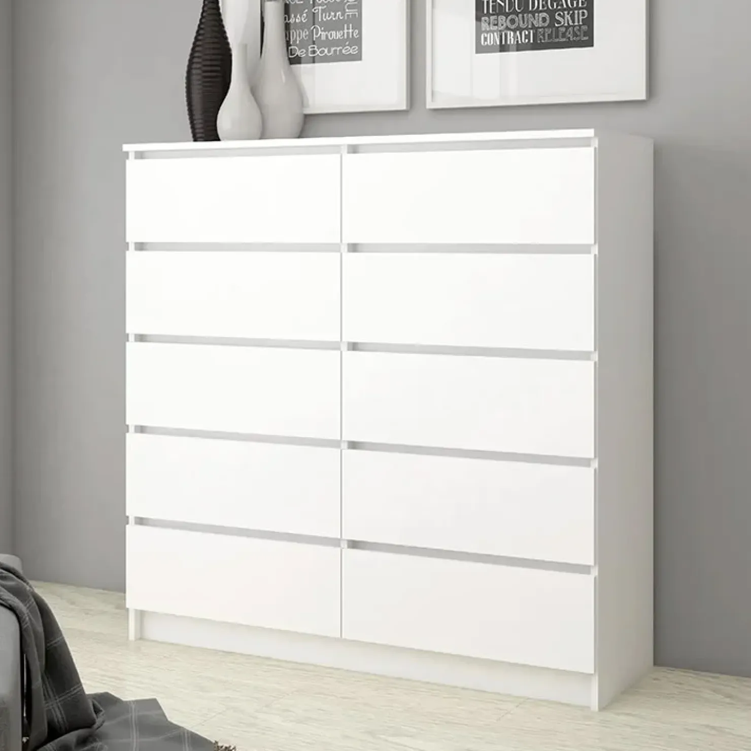 Garnero Arredamenti Cassettiera 120x120h cm moderna 10 cassetti bianco Living Bianco Opaco Outlet