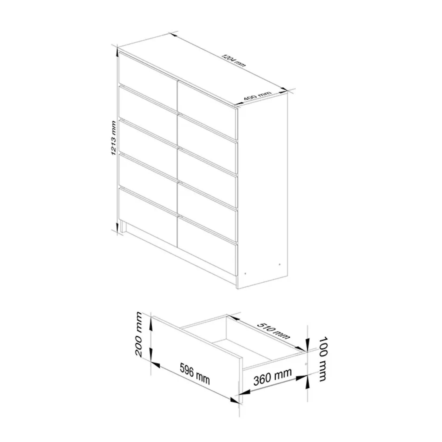 Garnero Arredamenti Cassettiera 120x120h cm moderna 10 cassetti bianco Living Bianco Opaco Outlet