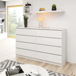 Garnero Arredamenti Cassettiera 160x100h cm moderna 8 cassetti bianco Living Bianco Opaco New