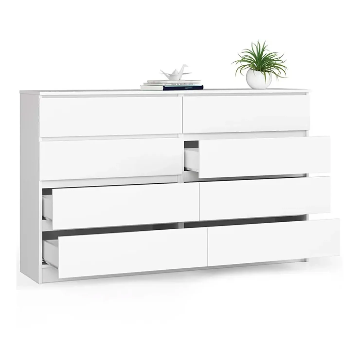 Garnero Arredamenti Cassettiera 160x100h cm moderna 8 cassetti bianco Living Bianco Opaco New