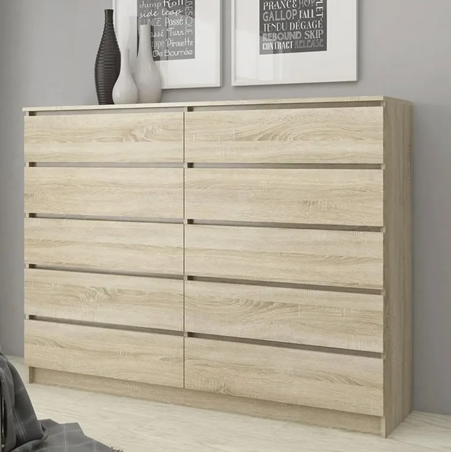 Garnero Arredamenti Cassettiera 160x120h cm moderna 10 cassetti Living Rovere Best