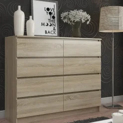 Garnero Arredamenti Cassettiera 120x100h cm moderna 8 cassetti Living Rovere Outlet