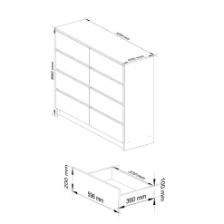Garnero Arredamenti Cassettiera 120x100h cm moderna 8 cassetti Living Rovere Outlet