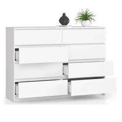 Garnero Arredamenti Cassettiera 140x100h cm moderna 8 cassetti bianco Living Bianco Opaco