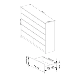 Garnero Arredamenti Cassettiera 160x120h cm moderna 10 cassetti bianco Living Bianco Opaco Online