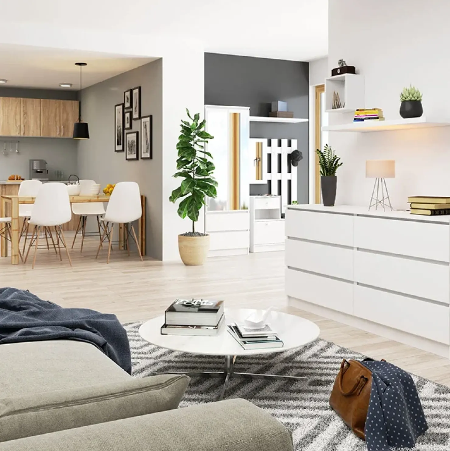 Garnero Arredamenti Cassettiera 160x77h cm moderna 6 cassetti bianco Living Bianco Opaco New