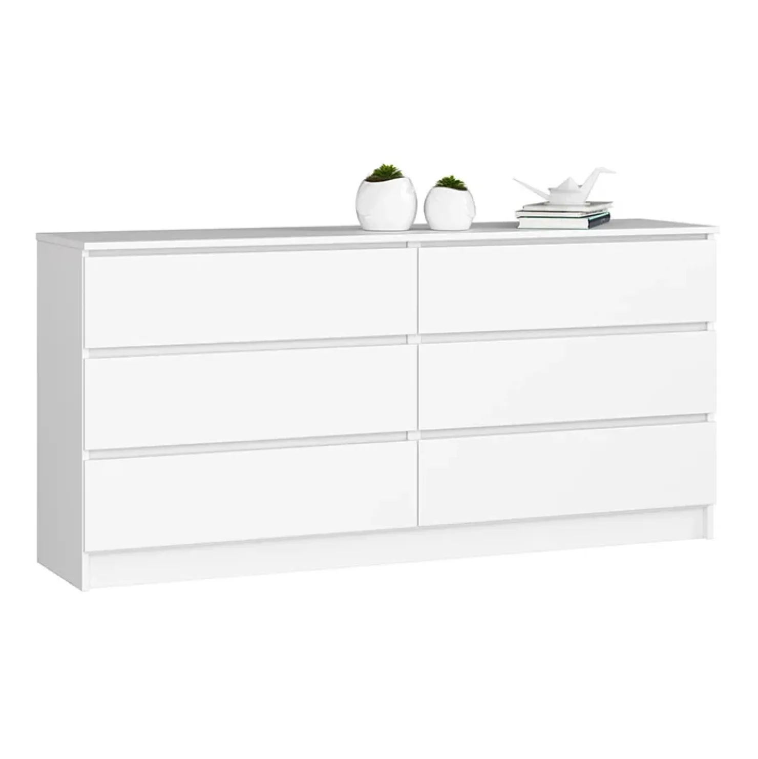 Garnero Arredamenti Cassettiera 160x77h cm moderna 6 cassetti bianco Living Bianco Opaco New